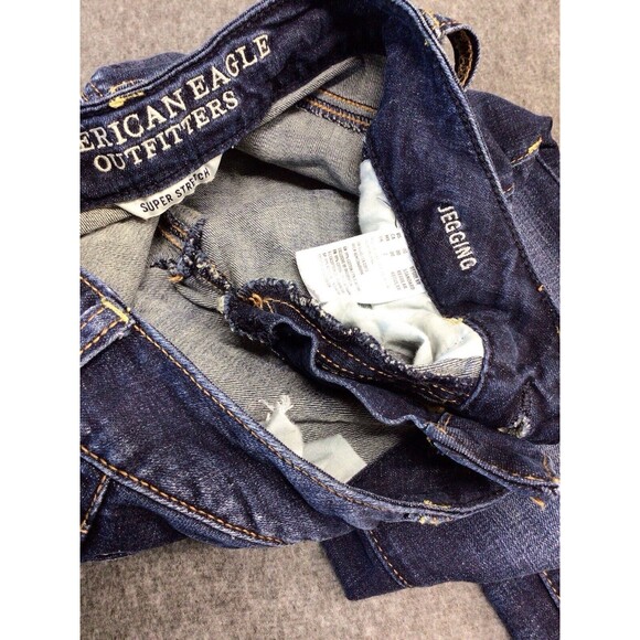 American Eagle Sz 00 Jegging Super Stretch Denim Skinny Jeans Dark - Picture 9 of 10